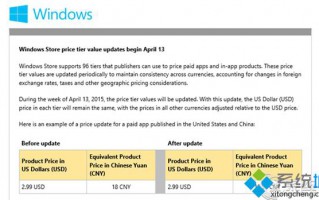 微软将重新调整Windows Store应用价格保持货币的一致性