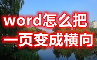 word怎么把一页变成横向 word里怎么把其中一页变成横向