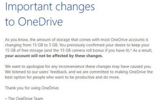 微软再次发送邮件提醒15GB变5GBOneDrive免费空间变动
