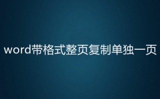 word带格式整页复制单独一页 word如何复制一整页